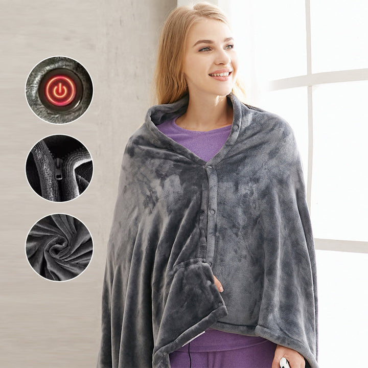 Varmeriket™ USB-oppvarmet skuldersjal i fleece med tre varmenivåer