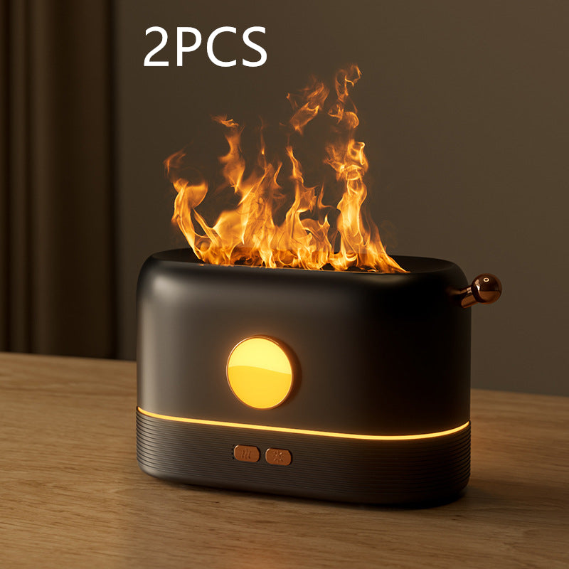 Luftfukter med flammeeffekt og USB, 200 ml tank, for skrivebord