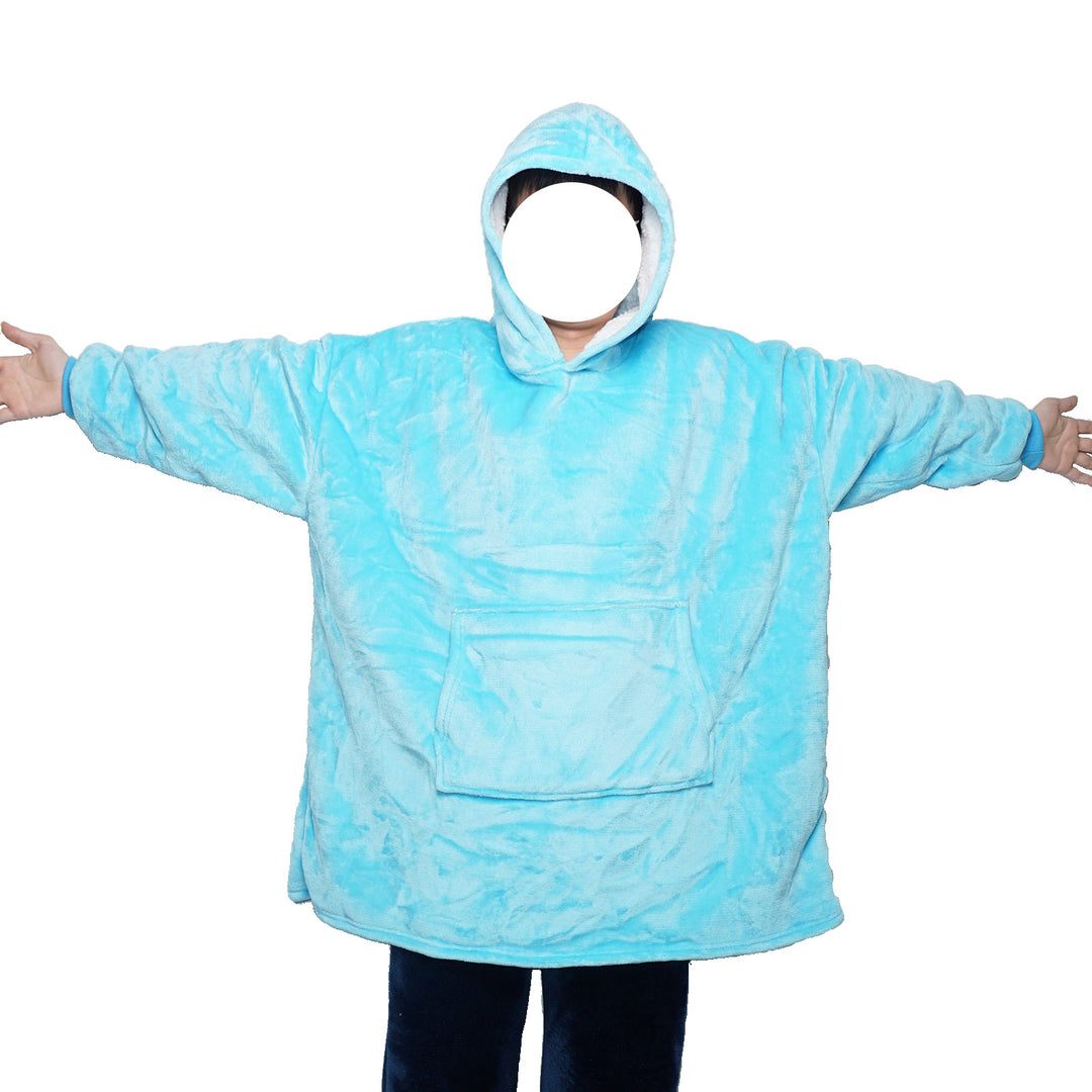 Teppe med ermer og hette i tykk flanell, onesize