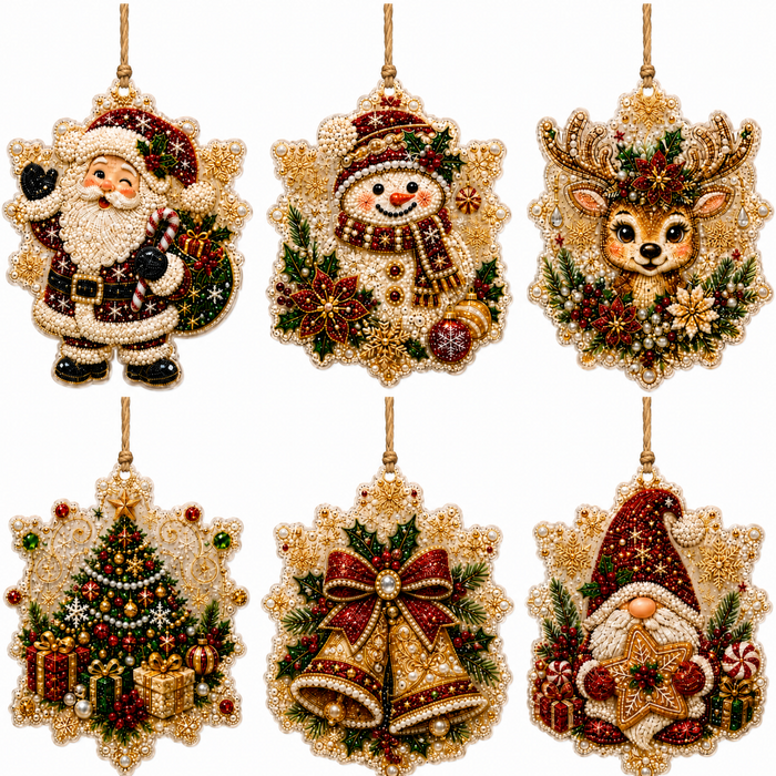Varmeriket Diamantmaling-juleornamenter, sett med seks