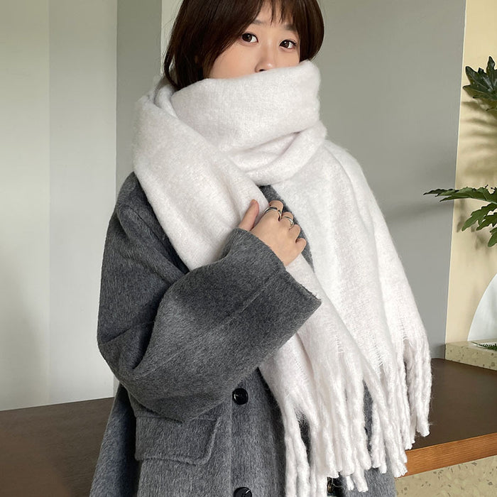 Varmeriket Tykt oversized skjerf med lange dusker