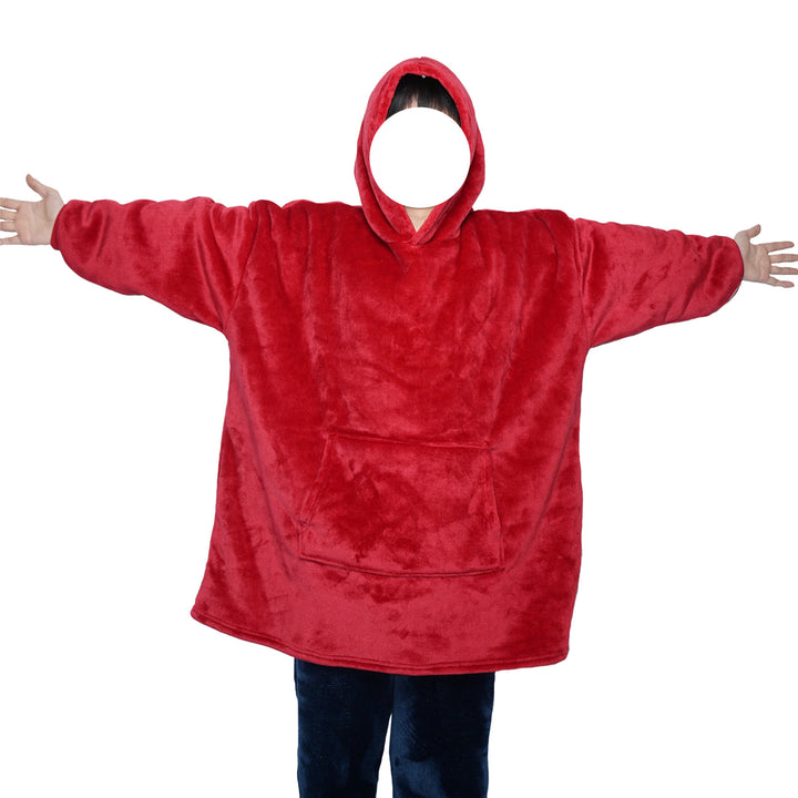 Teppe med ermer og hette i tykk flanell, onesize
