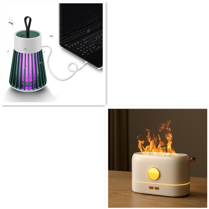 Varmeriket USB-luftfukter med flammeeffekt til skrivebordet – 200 ml tank
