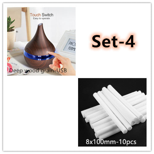 Aroma diffuser i treimitasjon med LED-lys – stille damp