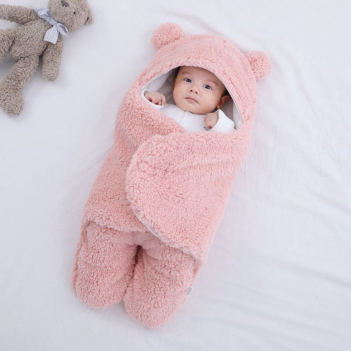 Varmeriket Babysovepose i teddyfleece med bjørneører