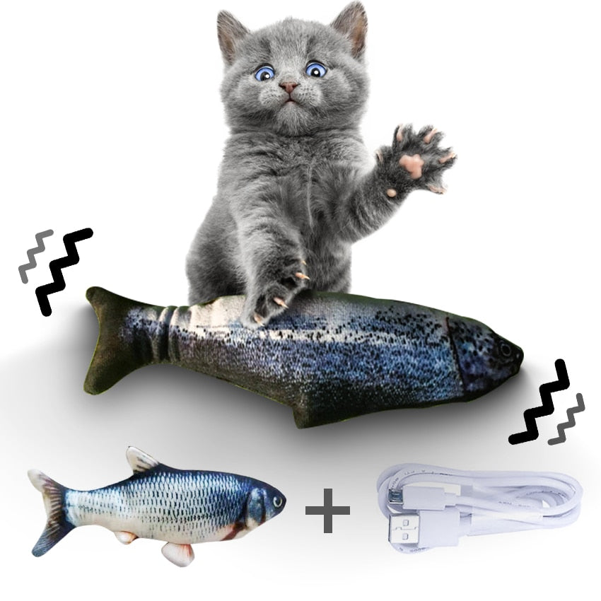 Sprellende plysjfisk katteleke