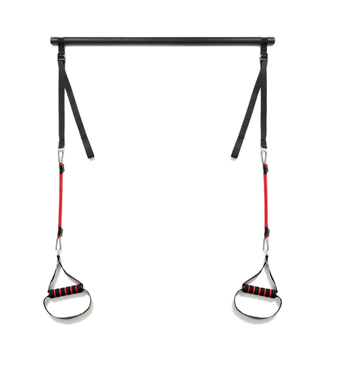 Pilatesstang med strikk og fotstropper