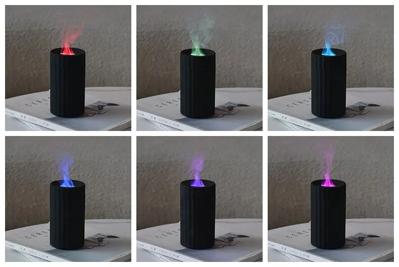 Liten luftfukter med flammeeffekt og 100 ml tank, stille og automatisk