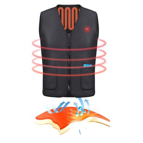 Oppvarmet vest til sykling, ski og fiske, USB
