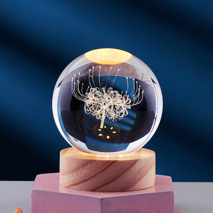 Krystallkule med 3D-motiv – 6 eller 8 cm, med eller uten lysfot