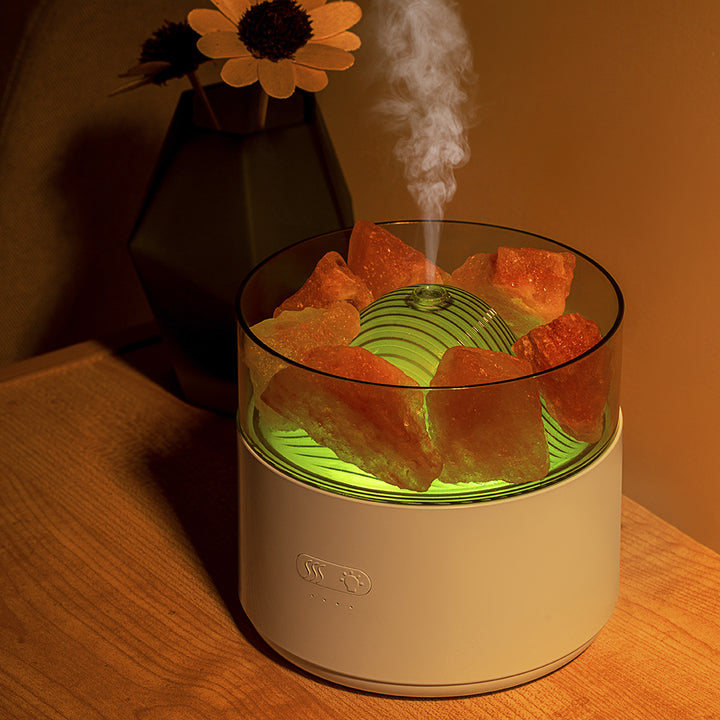 Aroma diffuser med krystallsalt, kald tåke og nattlys
