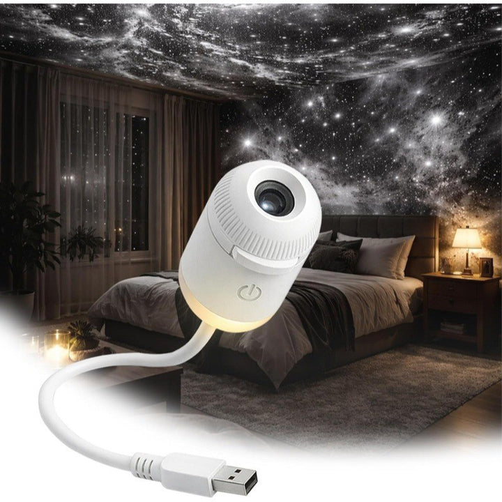 Nattlampe med projektor og utskiftbare bildeplater – USB