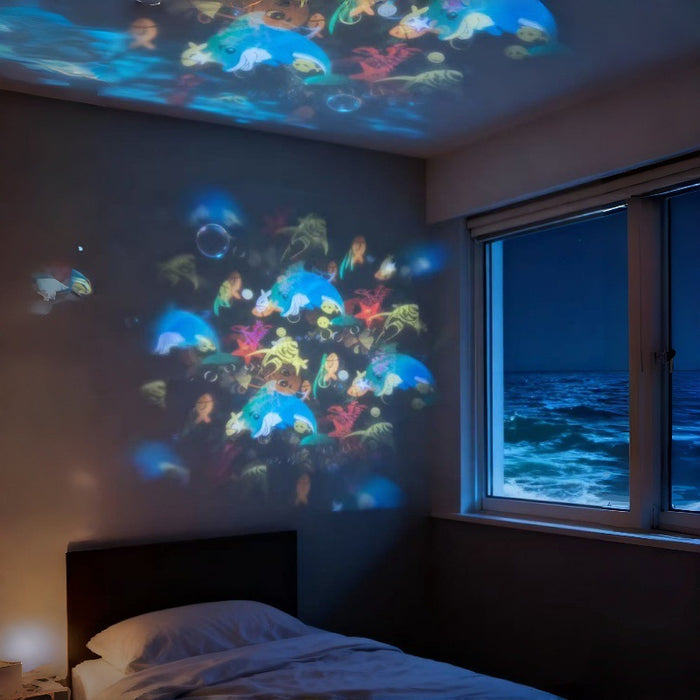Varmeriket Roterende projektorlampe med julemotiver og snøfnugg