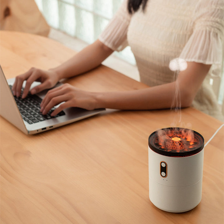 Vulkan flamme diffuser – aroma luftfukter med nattlys