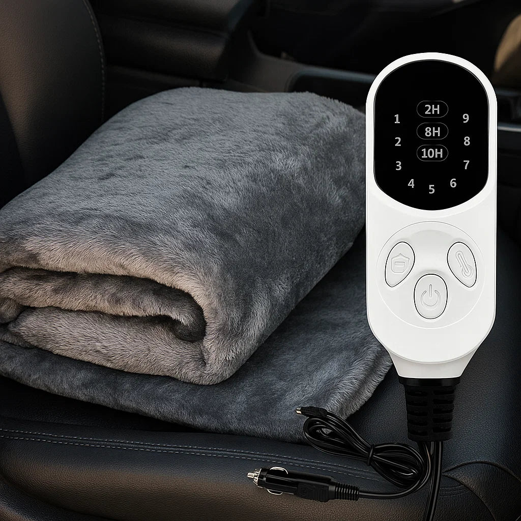 Varmeriket™ Elektrisk bilpledd 12V med timer og ni varmenivåer