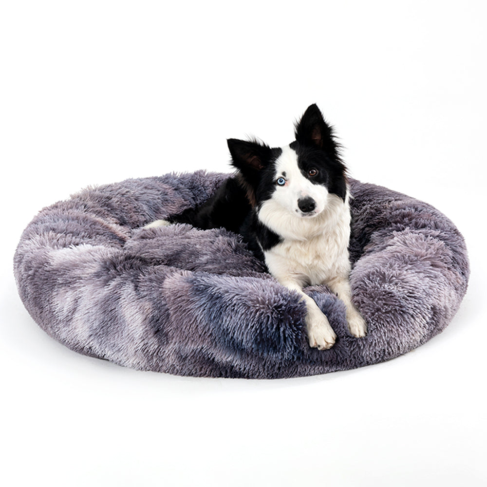 Rund fluffy donutseng til hund