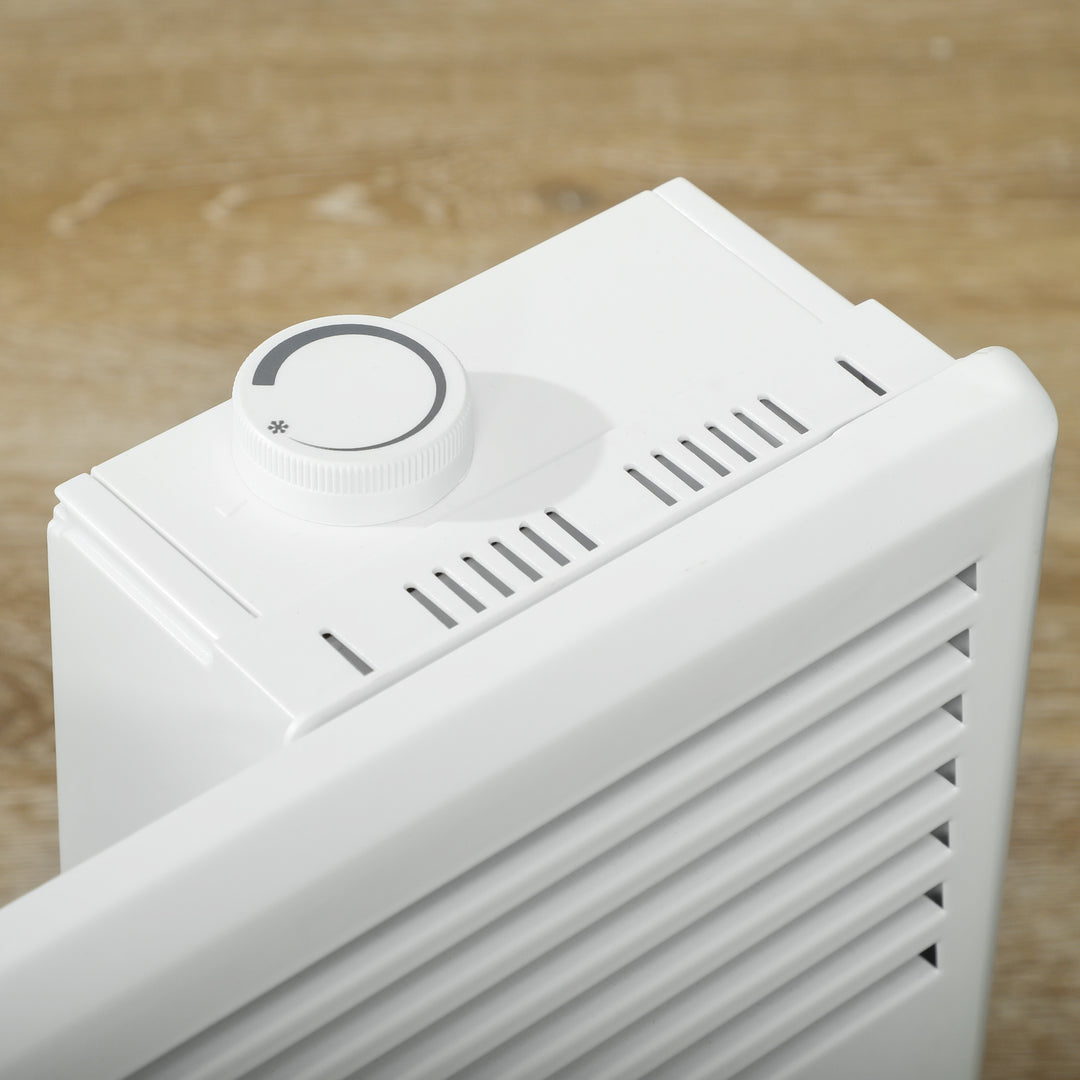 Hvit frittstående konvektorovn med termostathjul