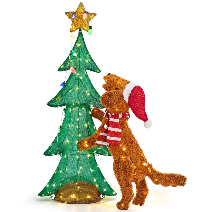 Varmeriket Lysende julepynt med plysjhund som klatrer i treet