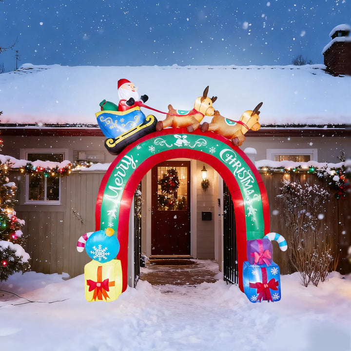 Oppblåsbar juleportal med reinsdyr og slede