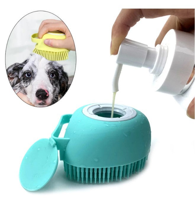 Silikonbørste med sjampokammer for hund
