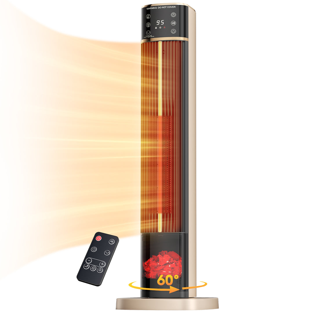 Høy tårnovn med flammevindu og LED-display