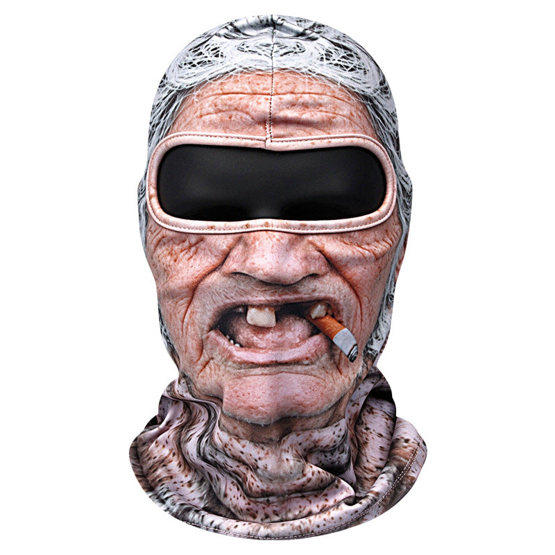 Morsom balaklava i fleece med 3D-ansikt – varm skimaske