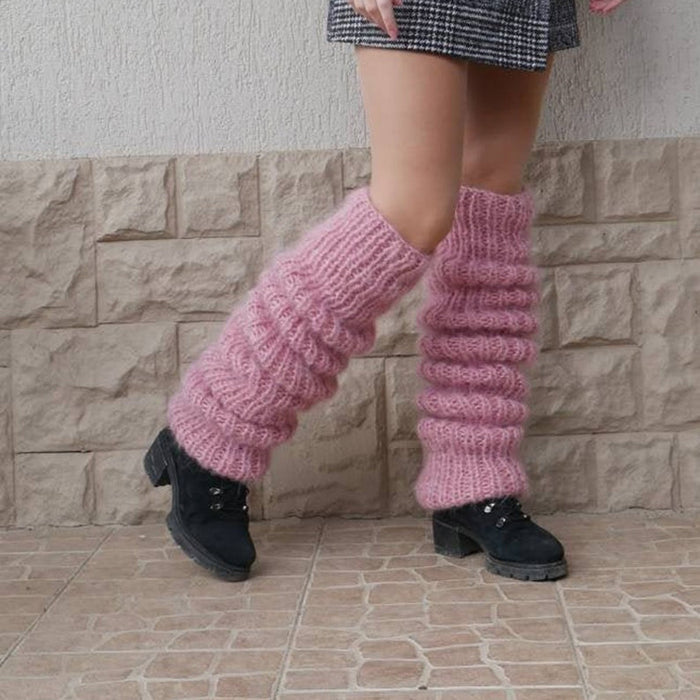 Varmeriket Tykke legvarmere i lodden strikk med slouchlook
