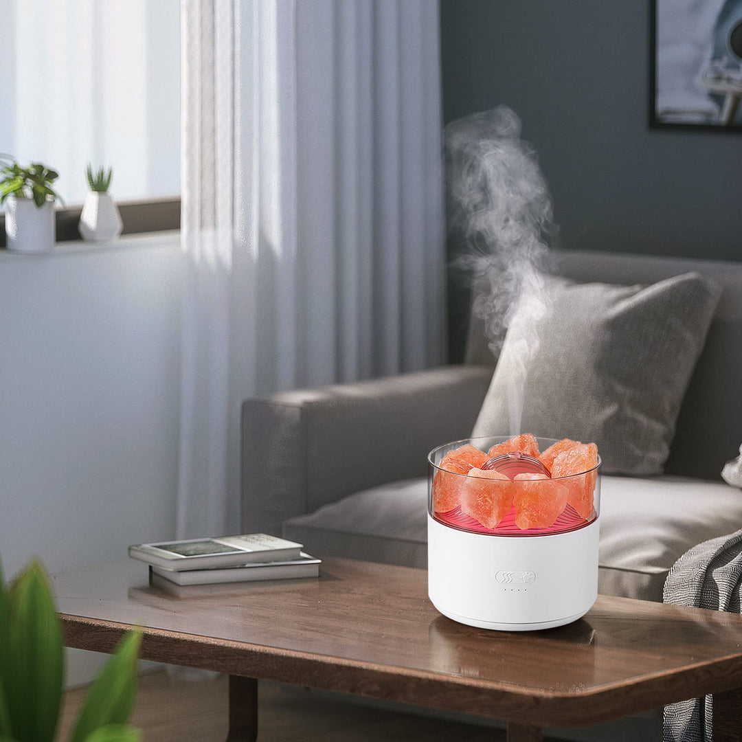 Aroma diffuser med krystallsalt, kald tåke og nattlys