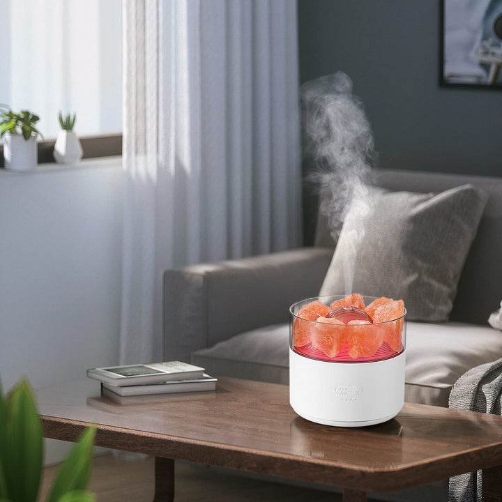 Aroma diffuser med krystallsalt, kald tåke og nattlys