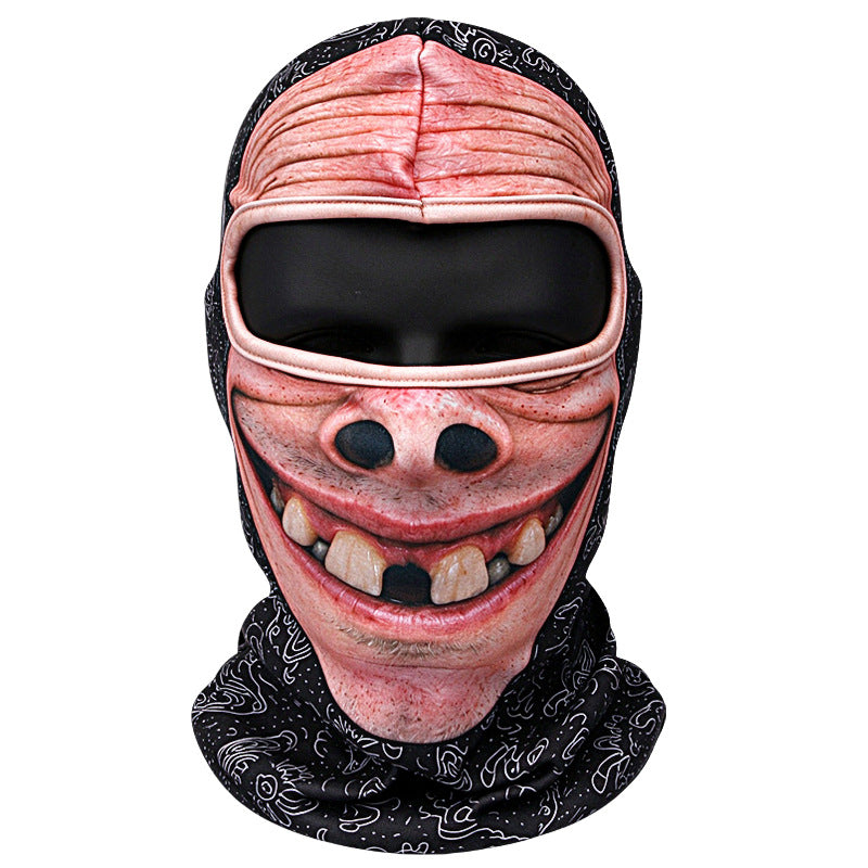 Morsom balaklava i fleece med 3D-ansikt – varm skimaske