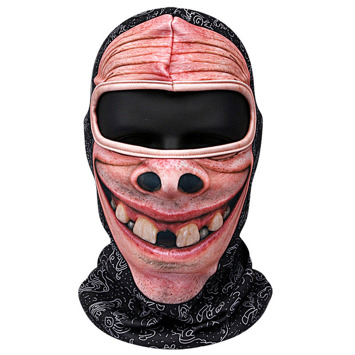 Morsom balaklava i fleece med 3D-ansikt – varm skimaske
