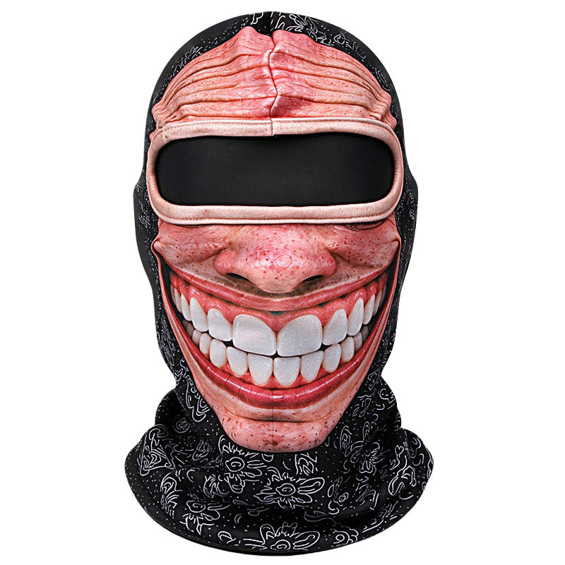 Morsom balaklava i fleece med 3D-ansikt – varm skimaske