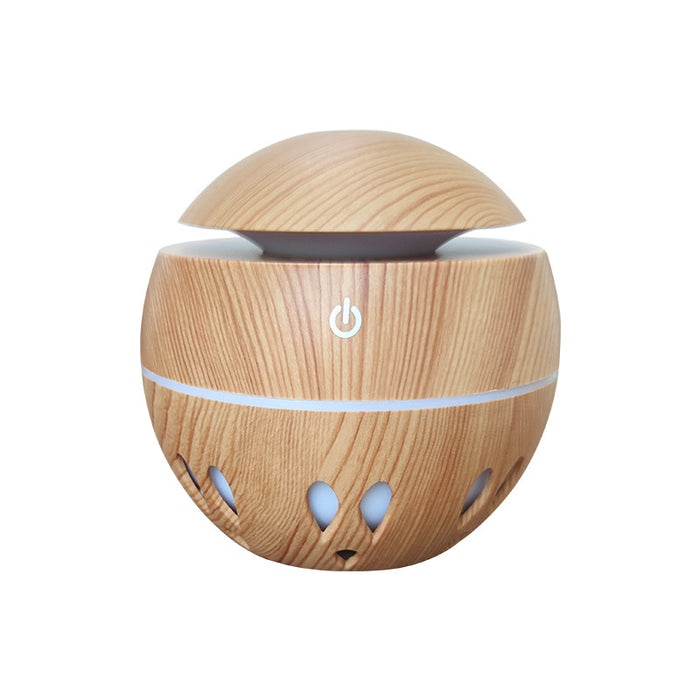 Varmeriket Liten aromadiffuser i treutseende med USB og blått nattlys