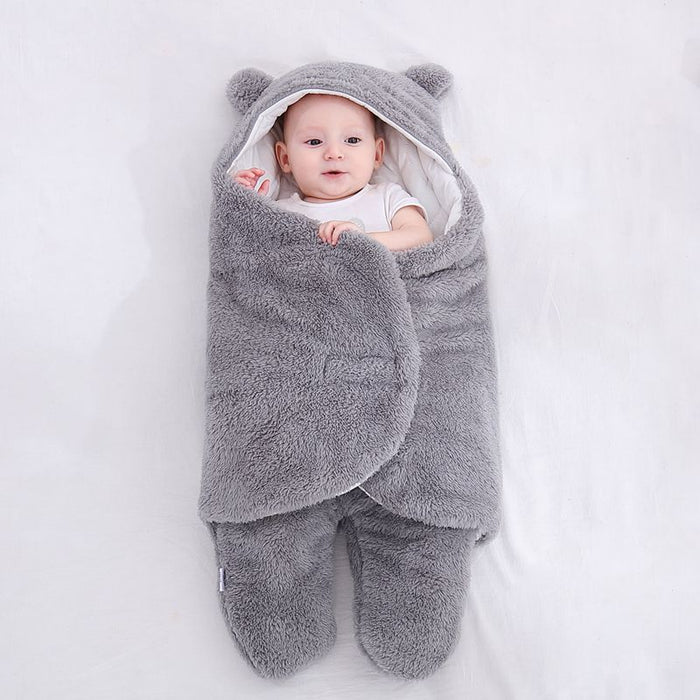 Varmeriket Babysovepose i teddyfleece med bjørneører