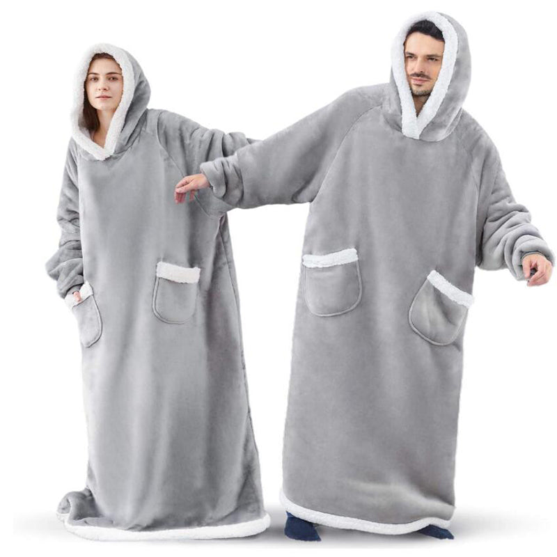 Oversized hettegenser-pledd med lommer – supermyk og varm