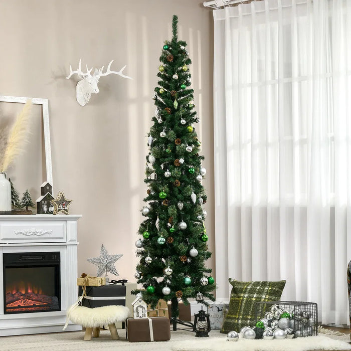 Varmeriket Smalt juletre med kongler, 225 cm uten lys
