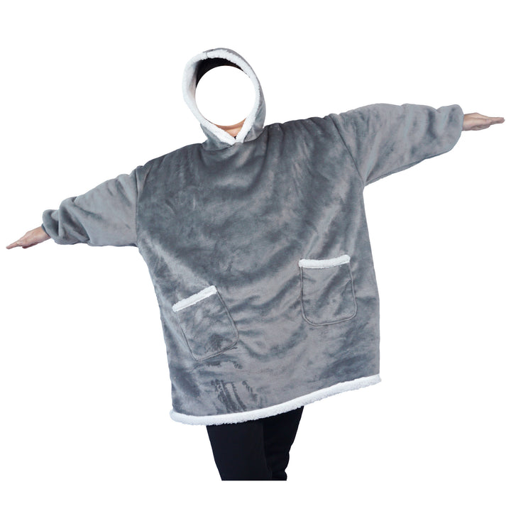 Teppe med ermer og hette i tykk flanell, onesize
