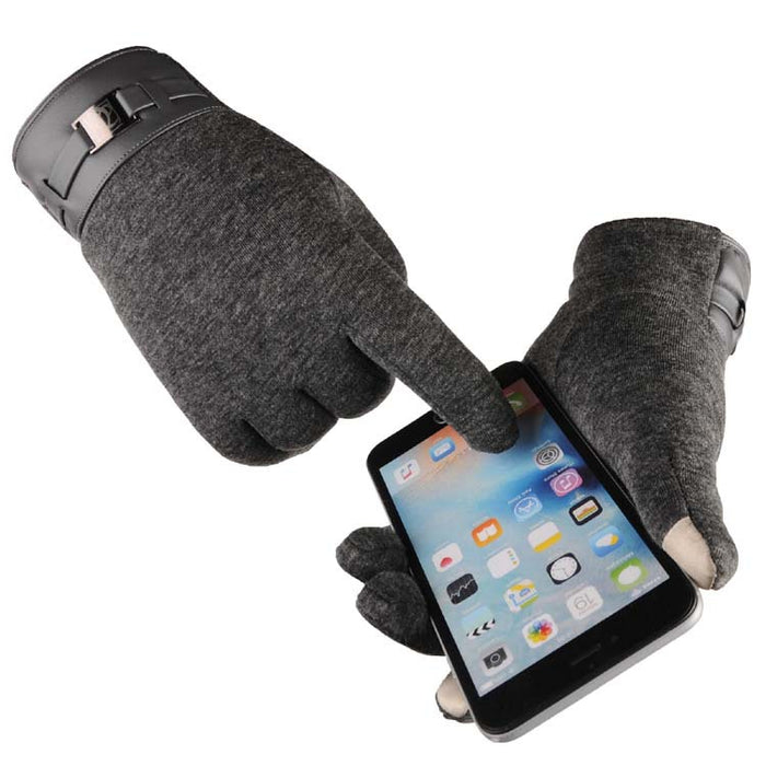 Varmeriket Herrehansker med touchfingre og spennemansjett