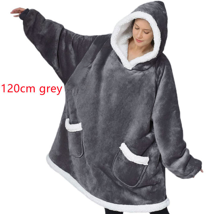 Oversized hettegenser-pledd med lommer – supermyk og varm