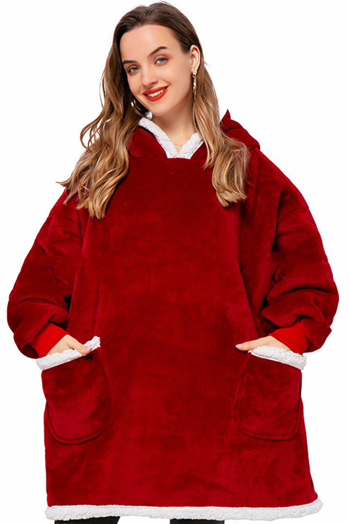Oversized hettegenser-pledd med lommer – supermyk og varm