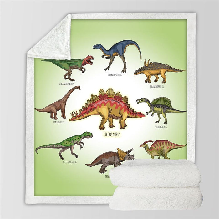 Varmeriket Dinosaurpledd til barn med lodden sherpa bak