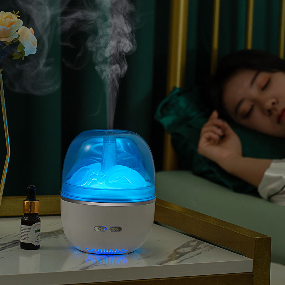 Aromadiffuser med fargelys – ultralyd luftfukter med mye tåke