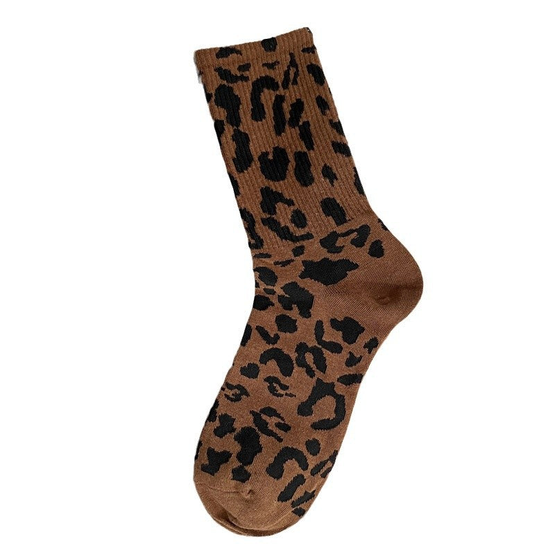 Halvhøye damesokker med leopardmønster
