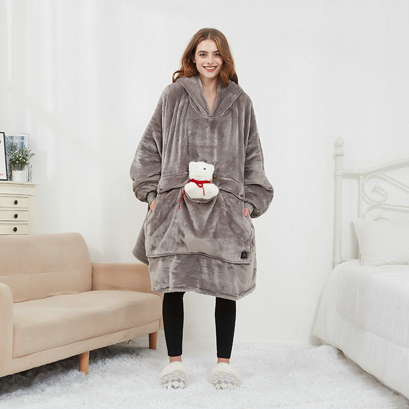 Pleddgenser med varme – USB-oppvarmet oversized hoodie