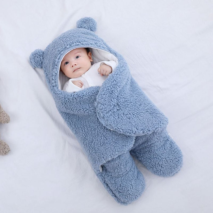 Varmeriket Babysovepose i teddyfleece med bjørneører