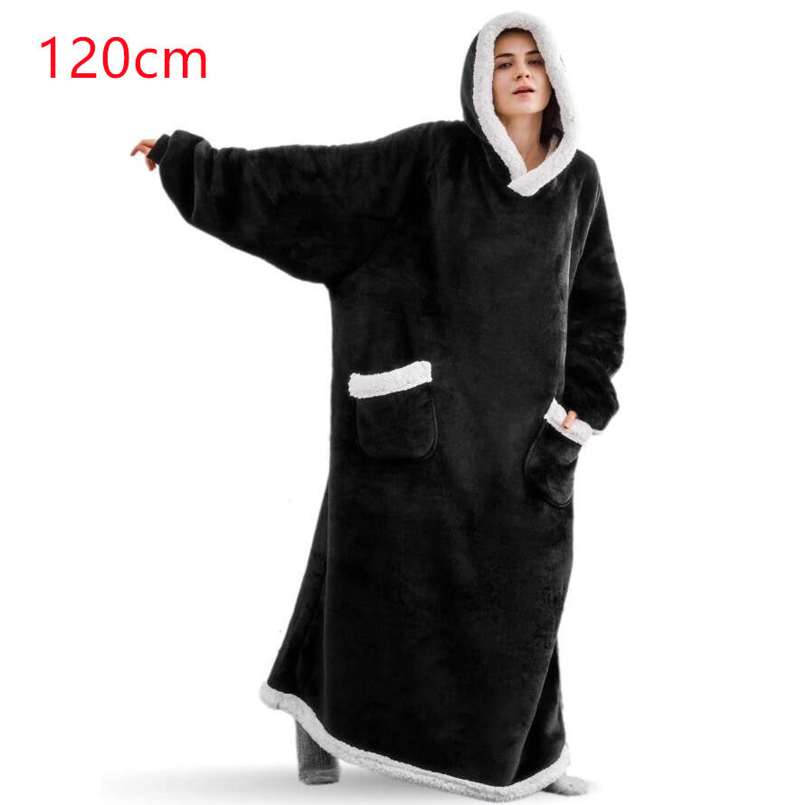 Oversized hettegenser-pledd med lommer – supermyk og varm
