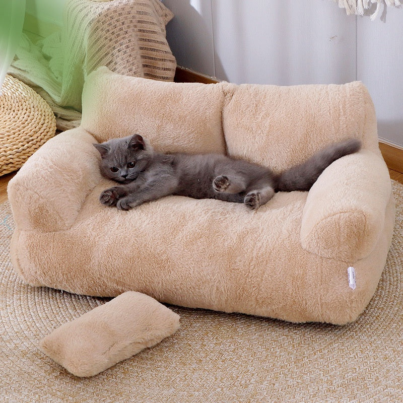 Kattesofa i plysj med pute