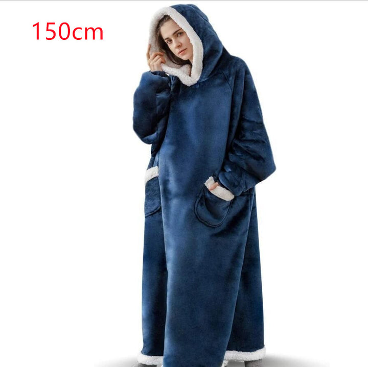 Oversized hettegenser-pledd med lommer – supermyk og varm