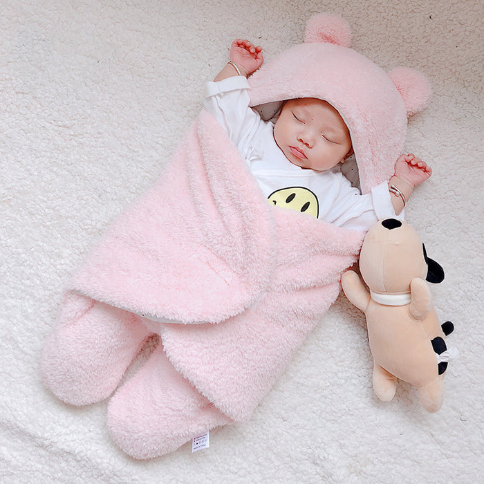 Varmeriket Babysovepose i teddyfleece med bjørneører