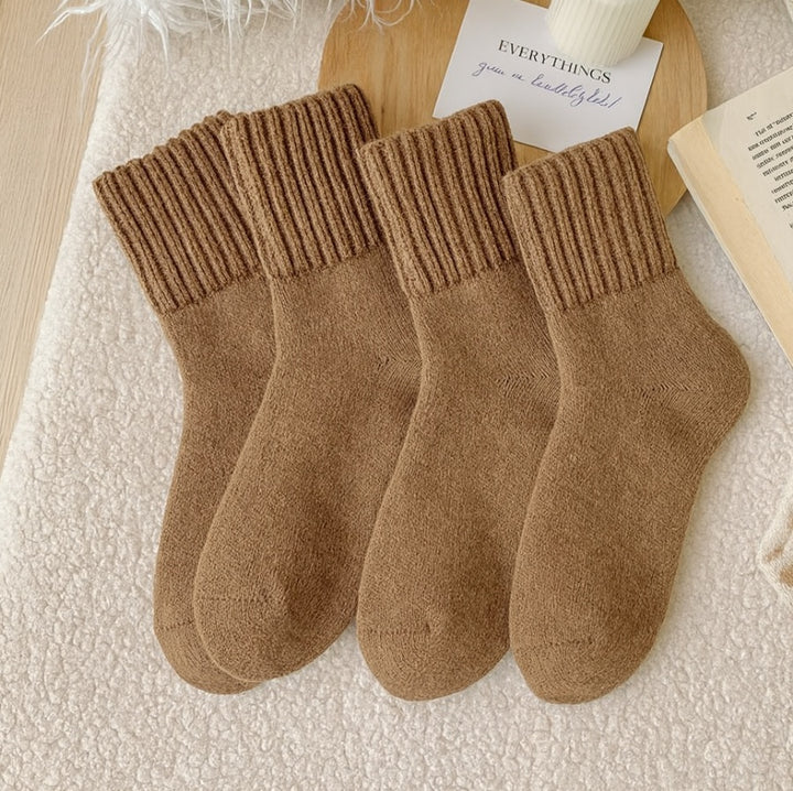 Tykke frottésokker i lysebrun